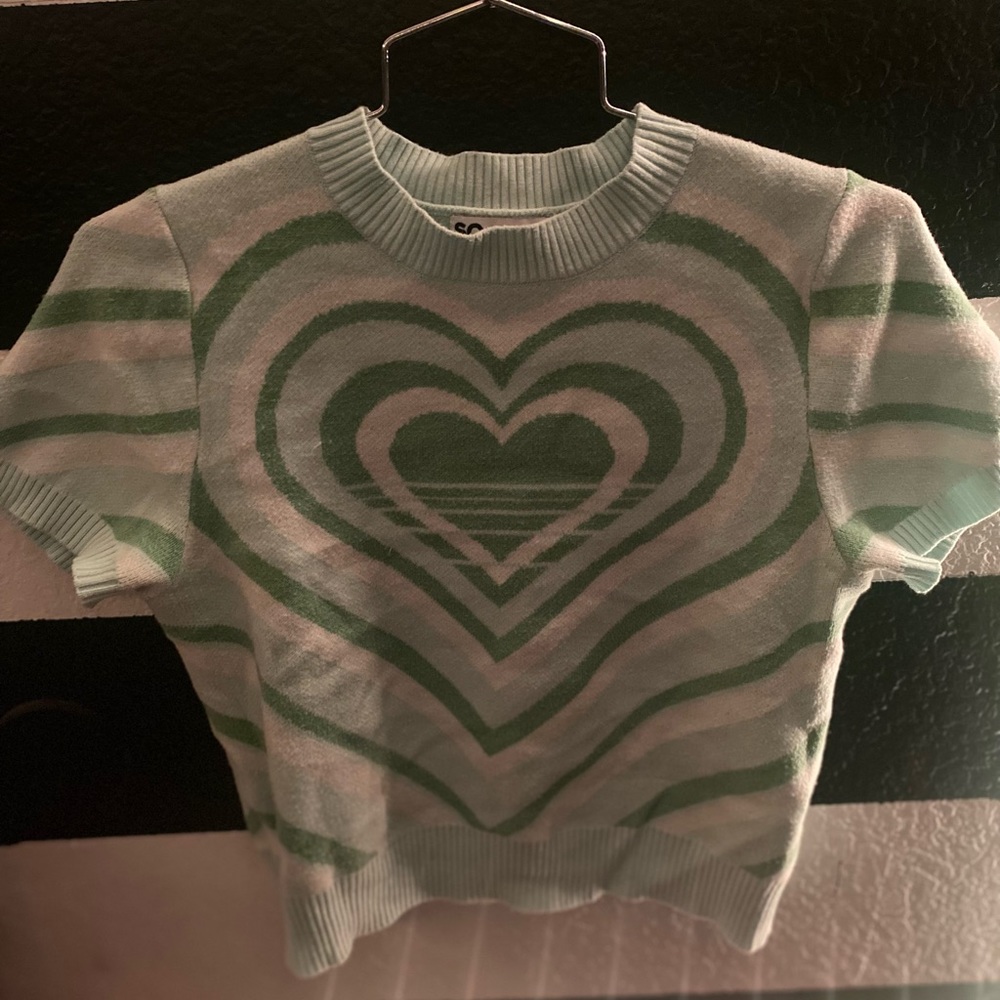 Mint and white sweater crop top